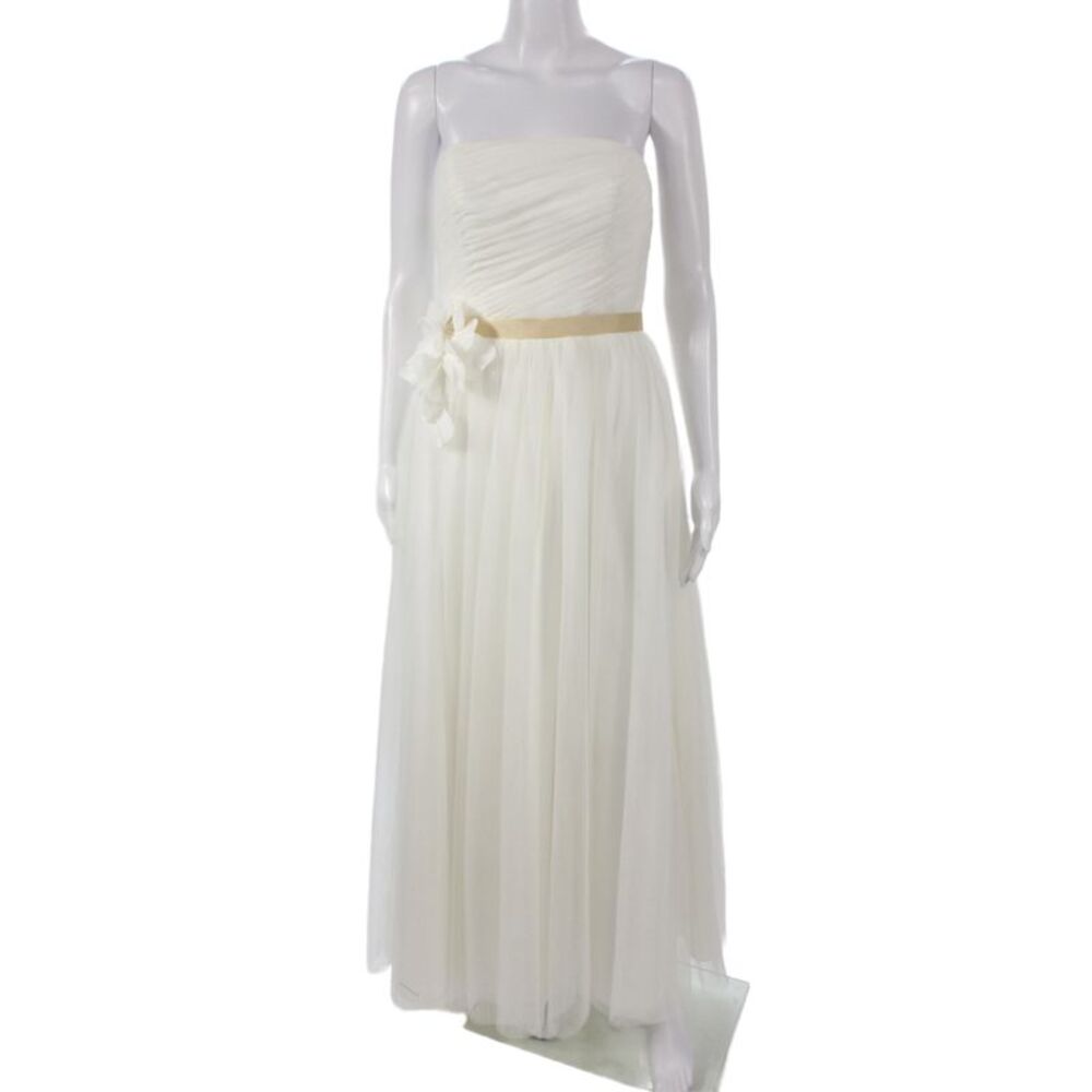 Alfred Angelo Womens A-Line Maxi Dress White Sleeveless Button Polyester Size 4